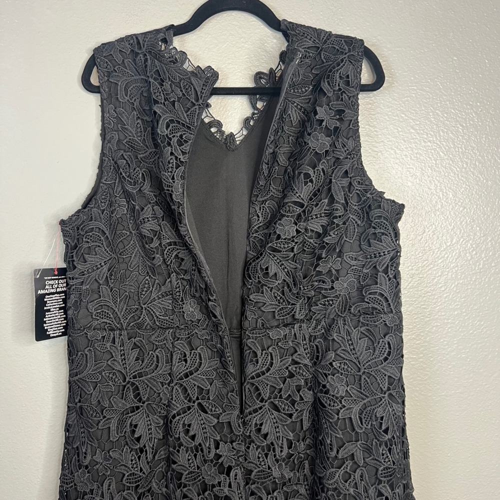 Jessica London Black Lace Midi Dress Plus Sz 20W Sleeveless LBD V-Neck Lined NWT - Picture 12 of 12